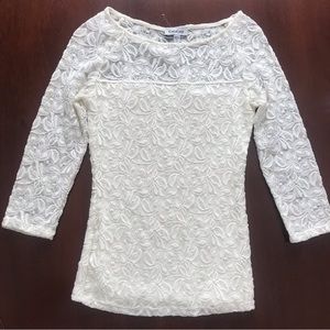 Bebe Lace Off White Top Size Small